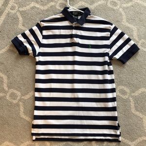RL Navy and white striped polo